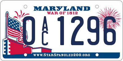 MD license plate 0AC1296