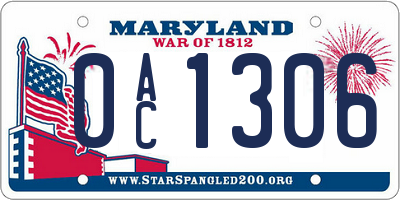 MD license plate 0AC1306