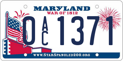 MD license plate 0AC1371