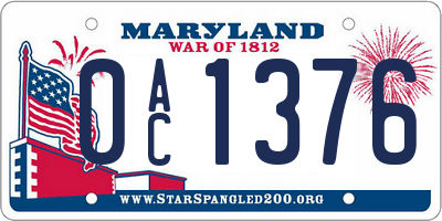 MD license plate 0AC1376