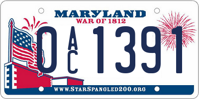 MD license plate 0AC1391