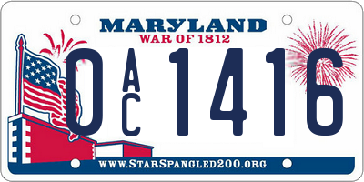 MD license plate 0AC1416