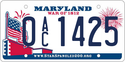 MD license plate 0AC1425