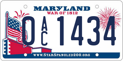 MD license plate 0AC1434