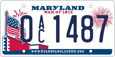 MD license plate 0AC1487
