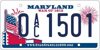 MD license plate 0AC1501