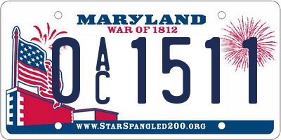 MD license plate 0AC1511
