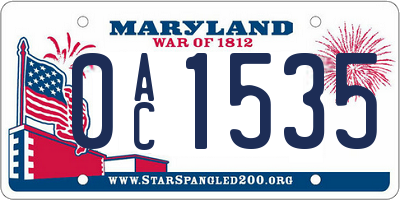 MD license plate 0AC1535
