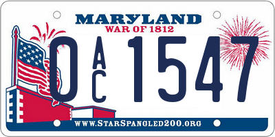 MD license plate 0AC1547