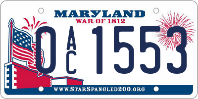 MD license plate 0AC1553