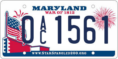 MD license plate 0AC1561