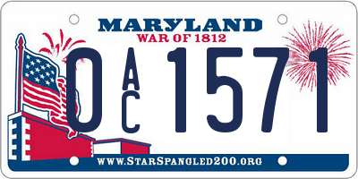 MD license plate 0AC1571