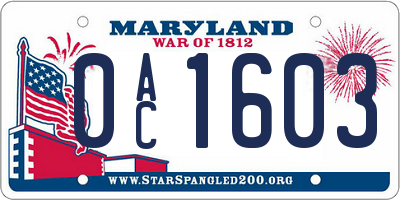 MD license plate 0AC1603