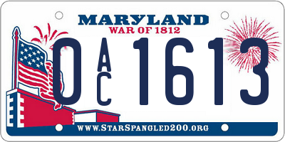 MD license plate 0AC1613