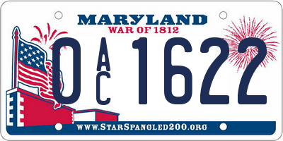 MD license plate 0AC1622