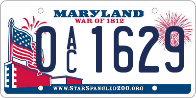 MD license plate 0AC1629