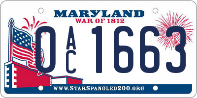 MD license plate 0AC1663