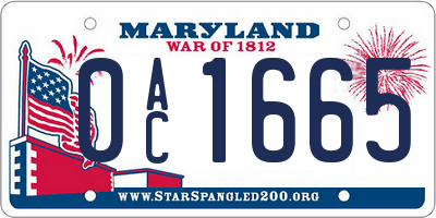 MD license plate 0AC1665