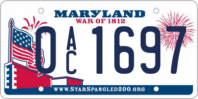 MD license plate 0AC1697