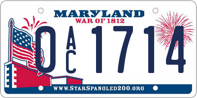 MD license plate 0AC1714