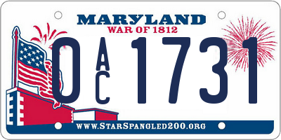 MD license plate 0AC1731