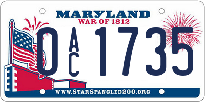MD license plate 0AC1735