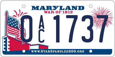 MD license plate 0AC1737