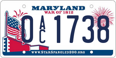 MD license plate 0AC1738