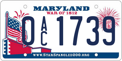 MD license plate 0AC1739