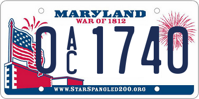 MD license plate 0AC1740