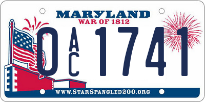 MD license plate 0AC1741