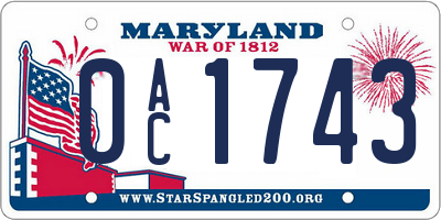 MD license plate 0AC1743