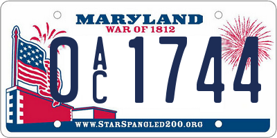 MD license plate 0AC1744