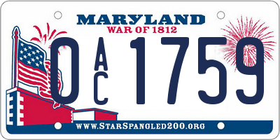 MD license plate 0AC1759