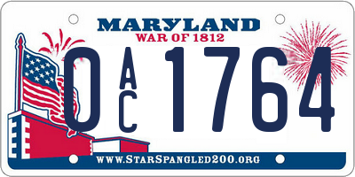 MD license plate 0AC1764