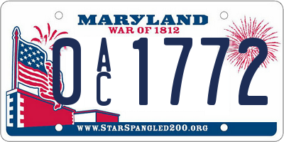 MD license plate 0AC1772