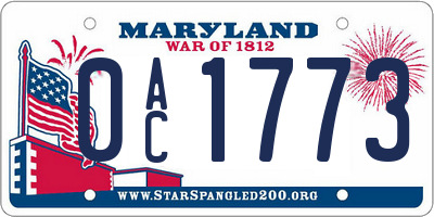 MD license plate 0AC1773