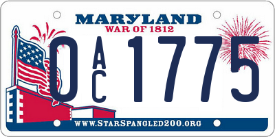 MD license plate 0AC1775