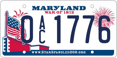 MD license plate 0AC1776