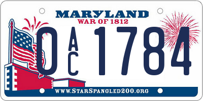 MD license plate 0AC1784