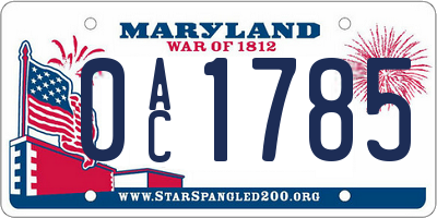 MD license plate 0AC1785
