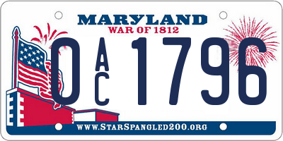MD license plate 0AC1796