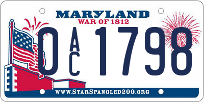 MD license plate 0AC1798