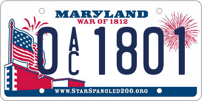 MD license plate 0AC1801