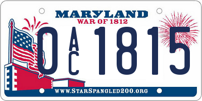 MD license plate 0AC1815