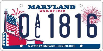 MD license plate 0AC1816