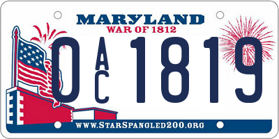 MD license plate 0AC1819
