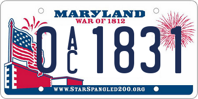 MD license plate 0AC1831