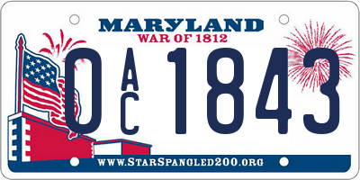 MD license plate 0AC1843