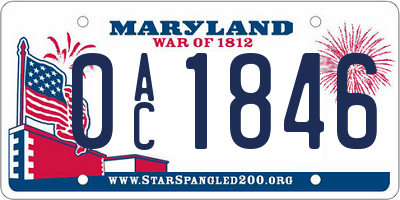 MD license plate 0AC1846